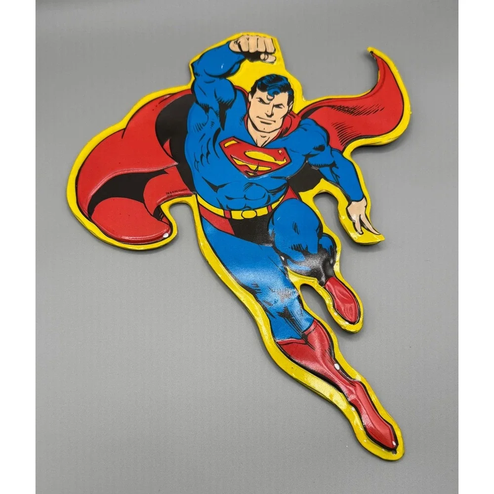 Superman Embossed Tin Metal Sign DC Comics Die Cut Wall Decor Man Cave